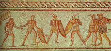 Gladiatoren op een vloermozaic